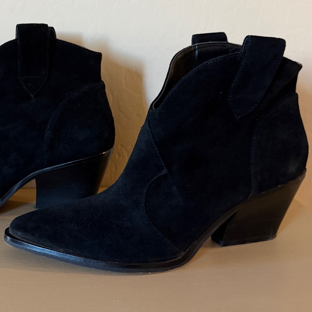 Jessica Simpson Western Bootie Black Zadie Pull On Suede Women’s 8.5 Cowgirl - Picture 3 of 11